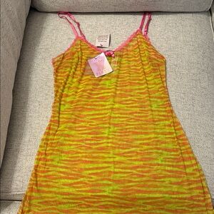 Savage X Fenty Neon Zebra Chemise with Pink Trim